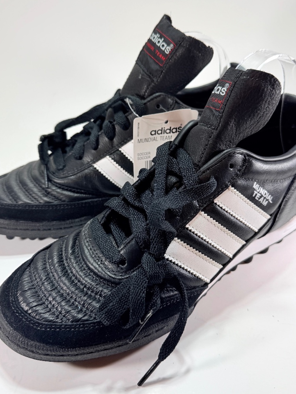adidas Mundial Team Turf Soccer Shoes Leather Mens 7.5 Black White 019228 NWT